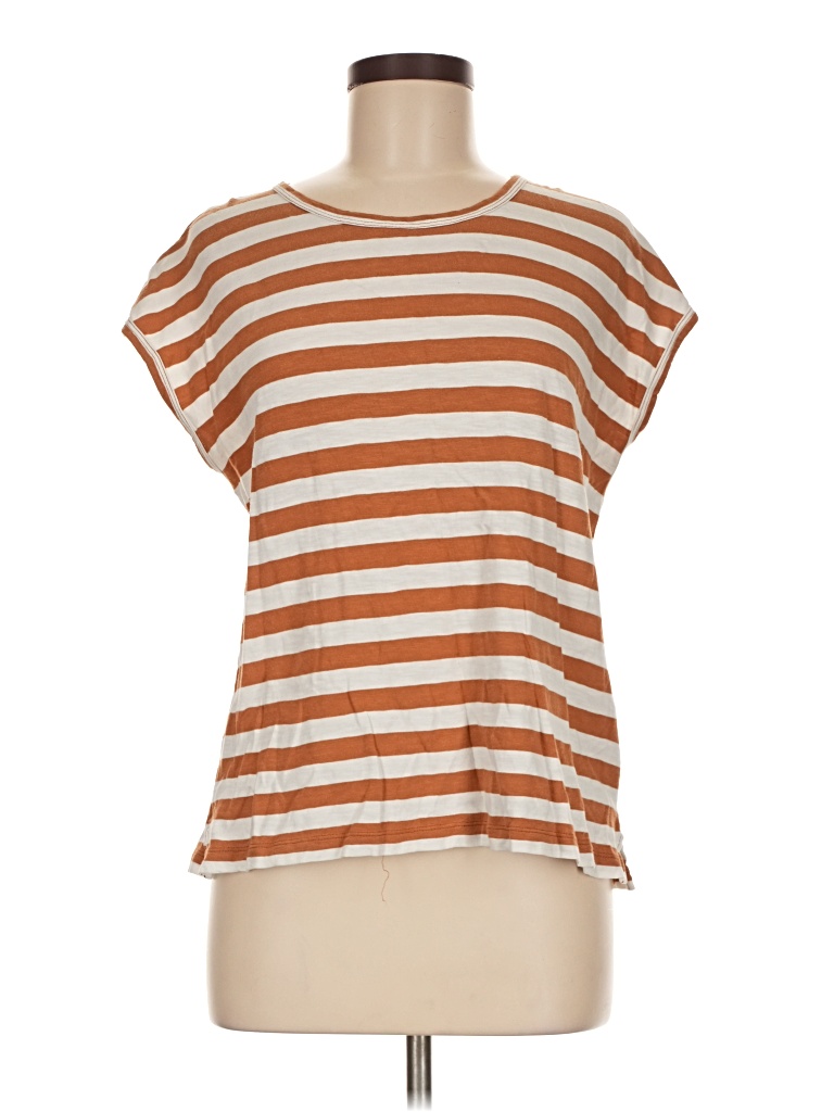 Pre-owned Jcrew Short Sleeve Top Brown Boatneck Tops