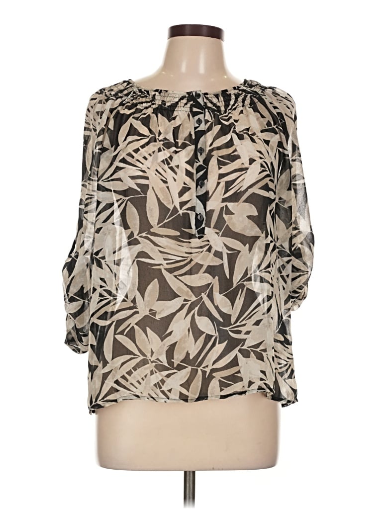 Pre-owned Croft & Barrow 3/4 Sleeve Blouse In Tan