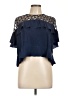 Sandro 100% Polyamide Solid Floral Blue Short Sleeve Blouse Size Lg (3) - photo 1