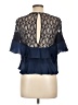 Sandro 100% Polyamide Solid Floral Blue Short Sleeve Blouse Size Lg (3) - photo 2