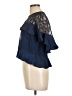 Sandro 100% Polyamide Solid Floral Blue Short Sleeve Blouse Size Lg (3) - photo 5