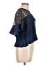 Sandro 100% Polyamide Solid Floral Blue Short Sleeve Blouse Size Lg (3) - photo 4