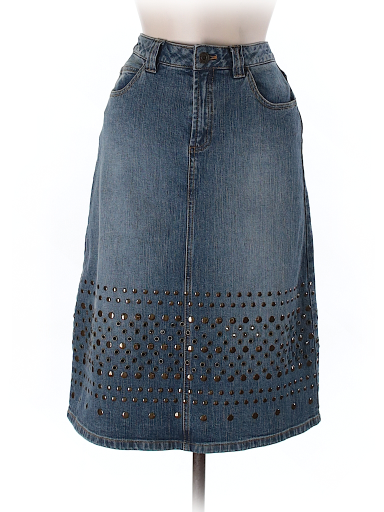 MICHAEL Michael Kors Solid Blue Denim Skirt Size 2 - 83% off | thredUP