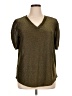 Amaryllis Metallic Gold Short Sleeve Blouse Size 1X - photo 1