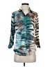 David Cline Animal Print Teal 3/4 Sleeve Blouse Size S - photo 1