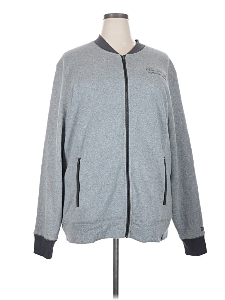 Pre-owned New Era Zip Up Hoodie In Gray