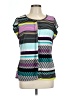 Worthington Color Block Purple Short Sleeve Blouse Size L - photo 1