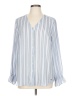 T Tahari Stripes Blue Long Sleeve Blouse Size L - photo 1