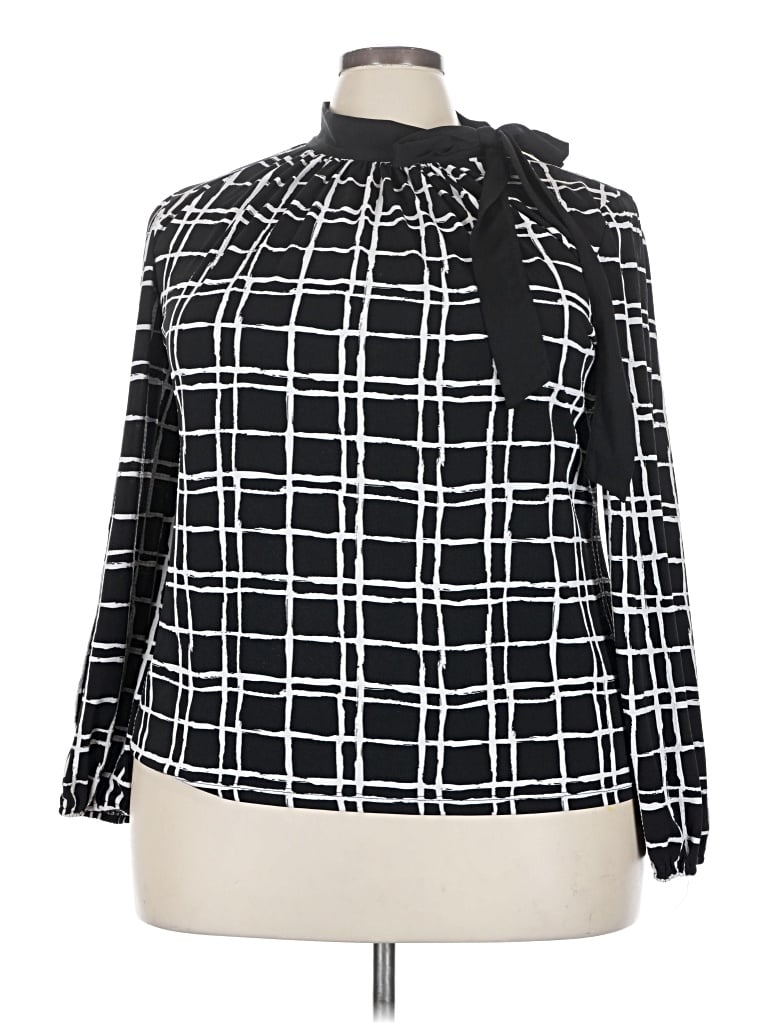 Pre-owned Ashley Stewart Long Sleeve Blouse In Black