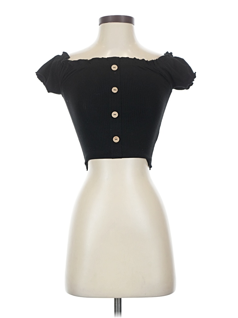 Pre-owned Love Tree Short Sleeve Turtleneck In Black