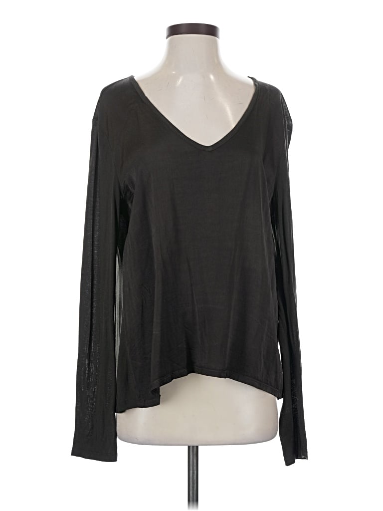 Pre-owned Xcvi Long Sleeve Top Gray V-neck Tops