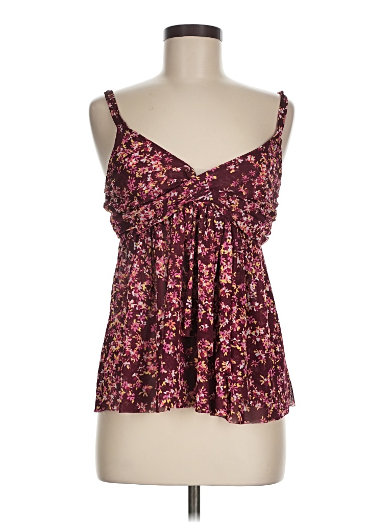 Pre-owned Express Sleeveless Blouse In Burgundy