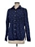 Old Navy 100% Cotton Print Blue Long Sleeve Button-Down Shirt Size M - photo 1
