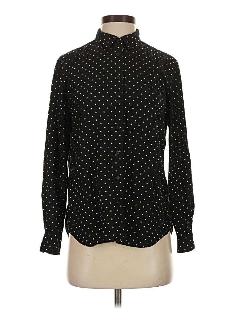 Pre-owned Uniqlo Long Sleeve Blouse In Black