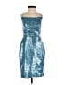 Unbranded 100% Polyester Metallic Blue Cocktail Dress Size 4 - photo 1