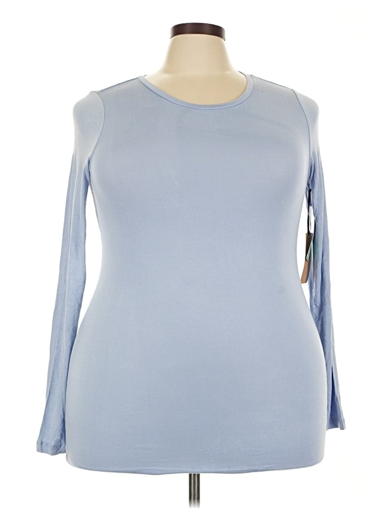 Pre-owned Halogen 3/4 Sleeve T-shirt In Blue