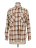 Just Polly Plaid Brown Long Sleeve Button-Down Shirt Size M - photo 1