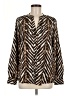 Calvin Klein 100% Polyester Animal Print Brown Long Sleeve Blouse Size M (estimated) - photo 1
