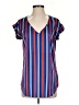 Express Stripes Blue Short Sleeve Blouse Size S - photo 1