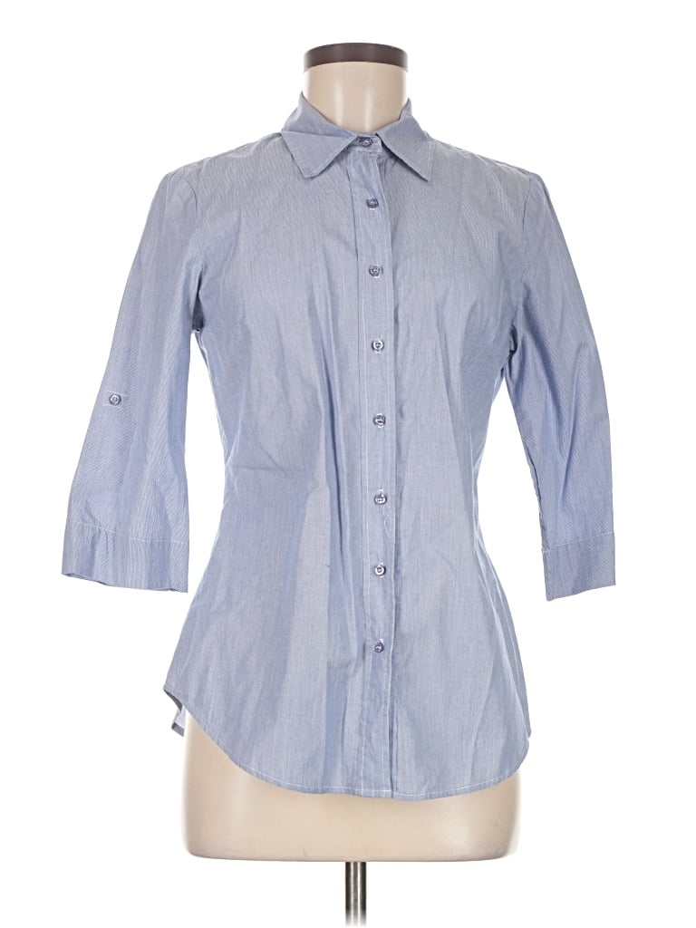 Pre-owned Splendid 3/4 Sleeve Button Down Shirt In Blue