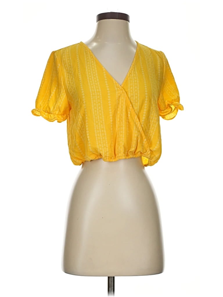 Pre-owned Love Tree Short Sleeve Blouse In Yellow