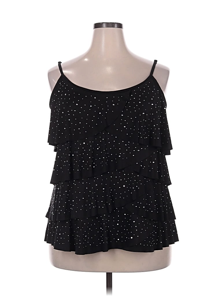 Pre-owned Lane Bryant Sleeveless Top Black Cold Shoulder Neckline Tops