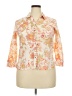 Unbranded Floral Orange 3/4 Sleeve Button-Down Shirt Size XXL - photo 1