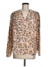 CAbi 100% Polyester Print Tan Pink Long Sleeve Blouse Size M - photo 1