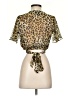 Aqua 100% Polyester Animal Print Gold Short Sleeve Blouse Size XS - photo 2