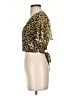 Aqua 100% Polyester Animal Print Gold Short Sleeve Blouse Size XS - photo 5