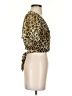 Aqua 100% Polyester Animal Print Gold Short Sleeve Blouse Size XS - photo 4