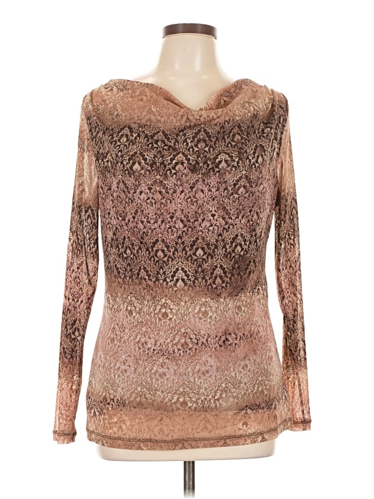 Pre-owned Axcess Long Sleeve Top Brown Cowl Neck Tops