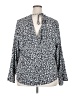 Unbranded 100% Polyester Print Gray Long Sleeve Blouse Size 4X - photo 2