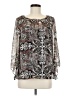 AB Studio 100% Polyester Silver 3/4 Sleeve Blouse Size M - photo 1