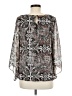 AB Studio 100% Polyester Silver 3/4 Sleeve Blouse Size M - photo 2