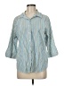 BonWorth Stripes Blue 3/4 Sleeve Button-Down Shirt Size M (petite) - photo 1