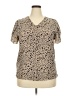 Unbranded 100% Polyester Animal Print Tan Short Sleeve Blouse Size XXL - photo 1