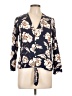 Allison Joy 100% Rayon Floral Blue 3/4 Sleeve Blouse Size L - photo 1