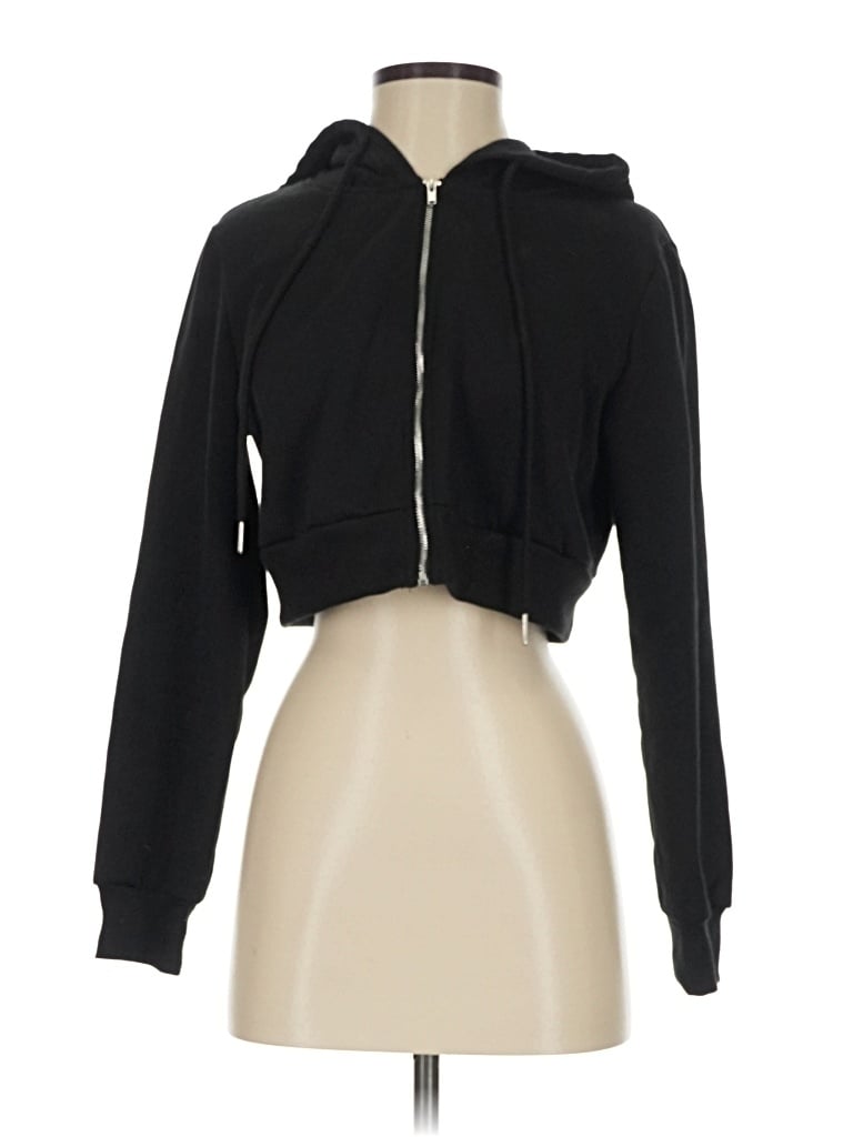 Pre-owned Shein Zip Up Hoodie In Black