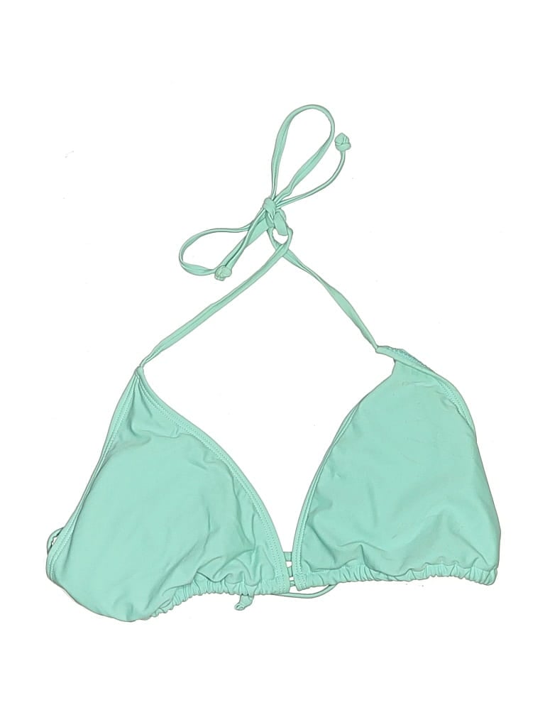 Pre-owned Joe Boxer Swimsuit Top Green Solid Pattern Swimwear