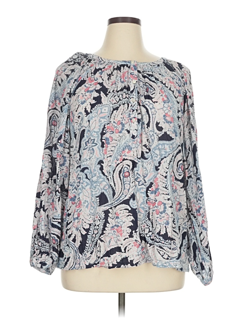 Pre-owned Chaps Long Sleeve Blouse In Blue