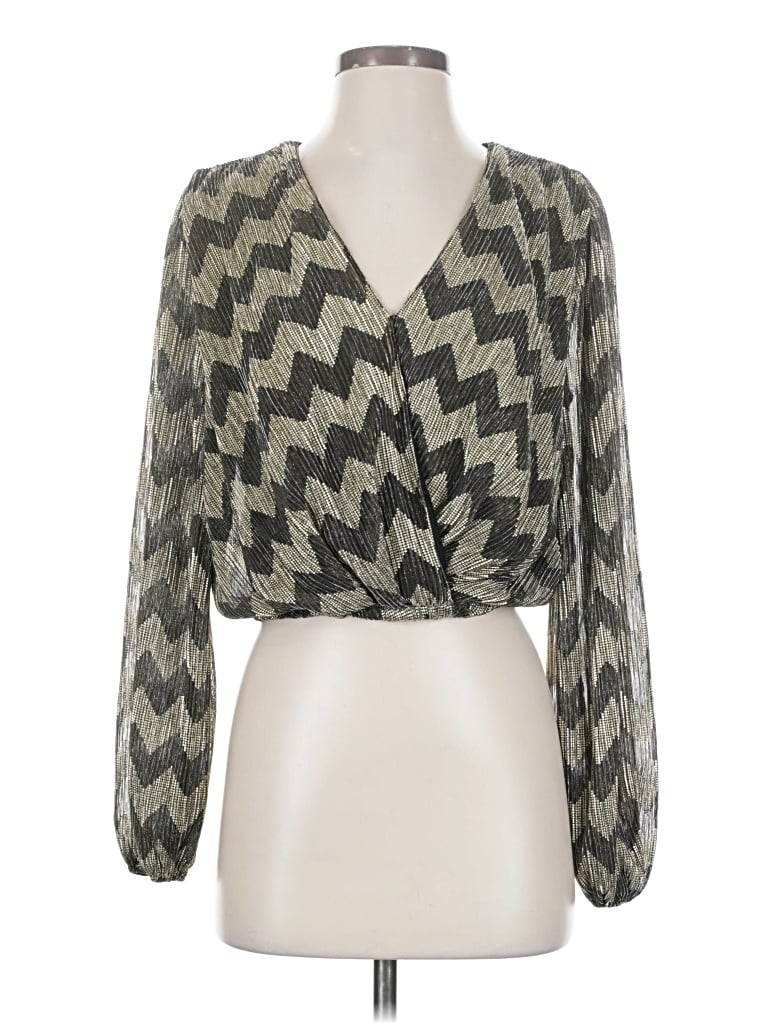 Pre-owned Astr Long Sleeve Blouse In Gray