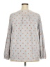 Lands' End Polka Dots Blue Gray Long Sleeve Blouse Size 2X - photo 2