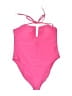 Express Solid Pink One Piece Swimsuit Size L - photo 1