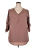 Mileage 100% Polyester Brown 3/4 Sleeve Blouse Size 2X - photo 1
