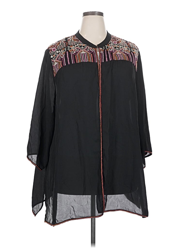 Pre-owned Catherines 3/4 Sleeve Blouse In Black