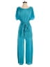 Bebe 100% Polyester Solid Teal Jumpsuit Size S - photo 1
