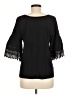 Eri + Ali 100% Cotton Black 3/4 Sleeve Top Size M - photo 2