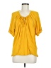 One September 100% Viscose Yellow Short Sleeve Blouse Size M - photo 1