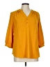 Unbranded 100% Polyester Yellow 3/4 Sleeve Blouse Size L - photo 1
